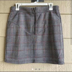 Zip Up Plaid Straight Skirt